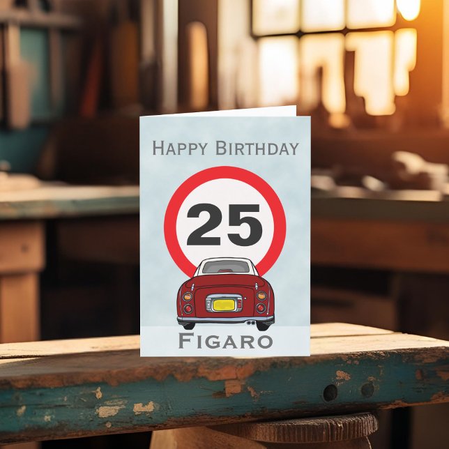 Figarations Red Figaro Car Happy Birthday Card (Happy birthday to your car! (or send it to your figaro loving friends))