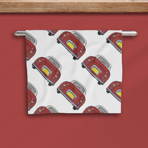 Figarations Red Figaro Car Pattern Kitchen Towel