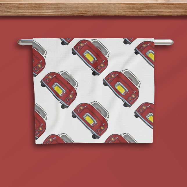 Figarations Red Figaro Car Pattern Kitchen Towel (If you love red figaro cars, or know someone who does, this is the kitchen towel for you)