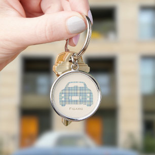 Figarations Tartan Car Figaro Driver Name Silver Key Ring