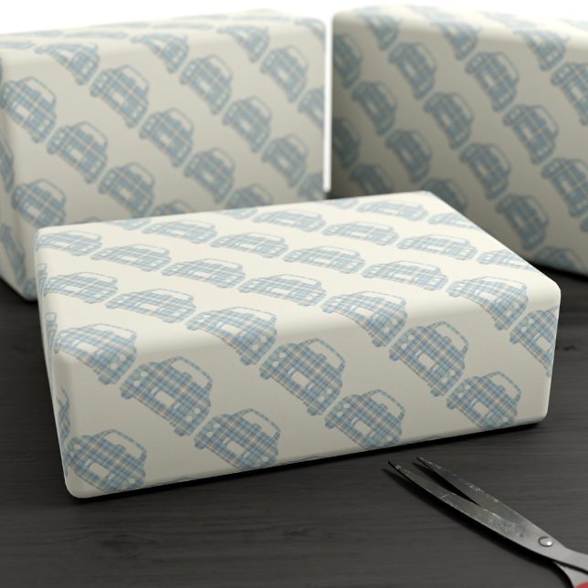 Figarations Tartan Plaid Figaro Car Wrapping Paper (Cute Scottish tartan cars on this wrapping paper)