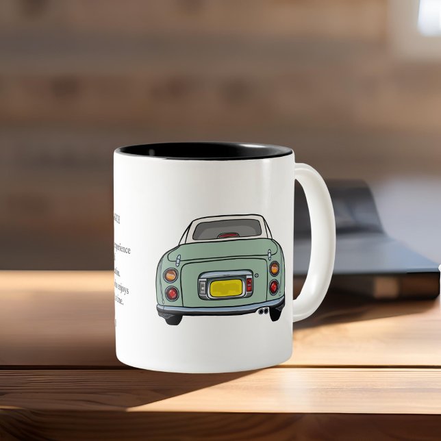 Figarations Tokyo Quote Emerald Green Figaro Car Two-Tone Coffee Mug (Perfect mug for those that like to savour life one day at a time.)
