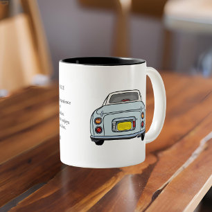 Figarations Tokyo Quote Pale Aqua Figaro Car Two-Tone Coffee Mug
