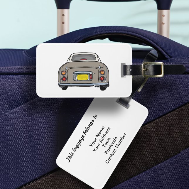 Figarations Topaz Mist Figaro Car Luggage Tag (Fun topaz figgy luggage tag for your road trip adventures. Just add your address details)