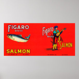 Figaro Brand Salmon Label Poster