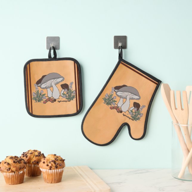 Figdewdrop caterpillar & mushroom pot holders oven mitt & pot holder set (Insitu(Hanging))