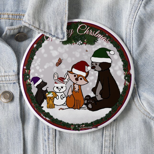 Figdewdrop Merry Christmas Round Button (In Situ)