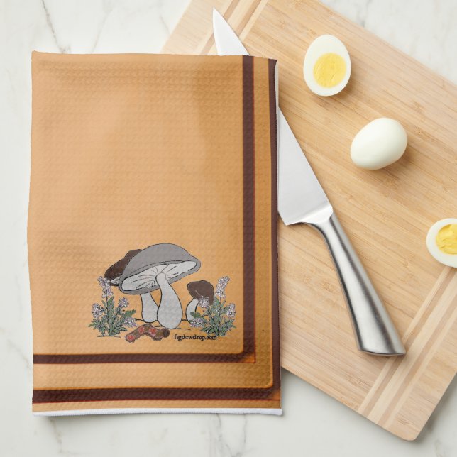 figdewdrops caterpillar mushrm brn kitchen towel (Quarter Fold)