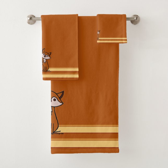 figdewdrops Fig the fox Orange Bath Towel Set  (Insitu)