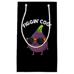 Figgin Cool Funny Fig Food Pun Dark BG Small Gift Bag