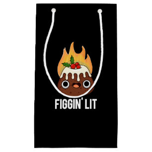 Figgin Lit Funny Figgy Pudding Pun Dark BG Small Gift Bag