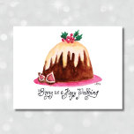Figgy Pudding Recipe Cute Hand-Drawn Christmas Holiday Card<br><div class="desc">This cute Figgy Pudding Christmas card features an actual historic recipe for Charles Dickens era Christmas figgy pudding! The artwork on the front of the card is my own -- I used old-fashioned watercolors. I also did the calligraphy, using a Victorian-era dip pen. The recipe appears on the inside of...</div>