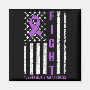 Fight Against Alzheimers Purple Ribbon American Magnet