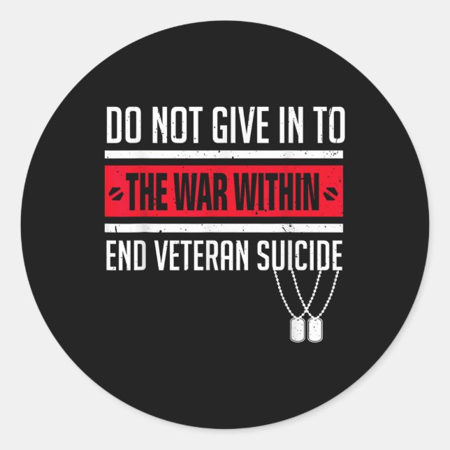 Fight Against Veteran Suicide Ptsd Awareness 22 A  Classic Round Sticker (Front)