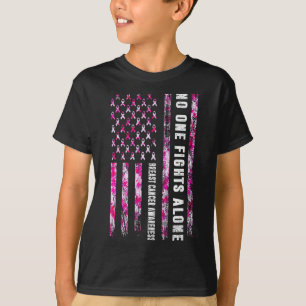 Fight Alone American Flag Breast Cancer Awareness T-Shirt