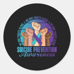 Fight Alone Suicide Prevention Awareness Raising H Classic Round Sticker