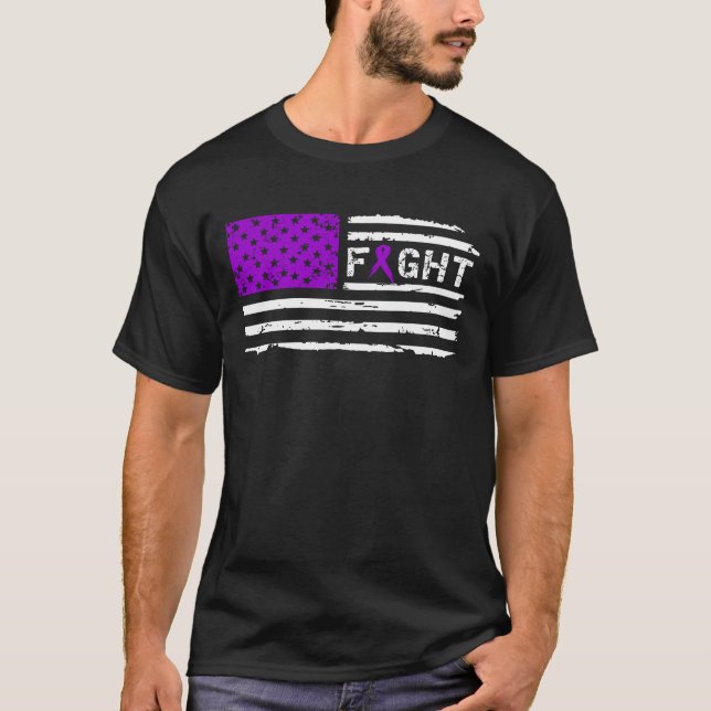 Fight Alzheimer's American Flag Vintage T-Shirt (Front)