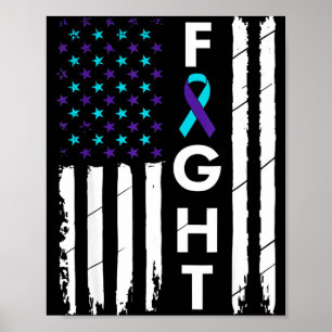Fight american flag ribbon prevention awareness poster