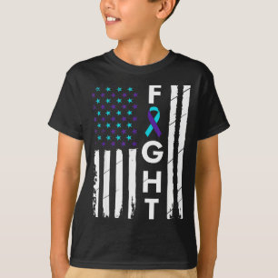 Fight american flag ribbon prevention awareness T-Shirt