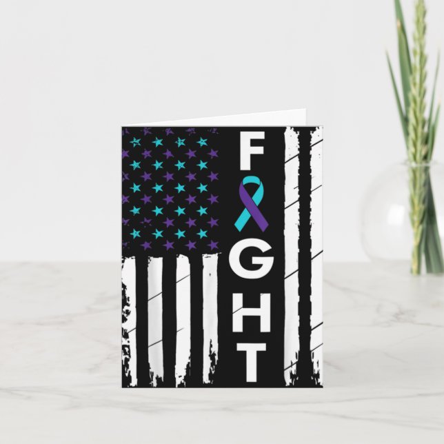 Fight American Flag Ribbon Suicide Prevention Awar Card (Front)