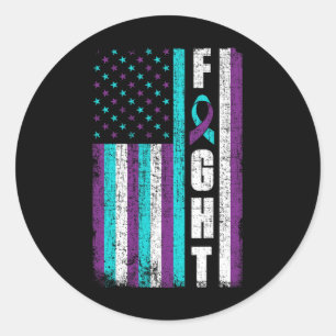 Fight American Flag Suicide Prevention Awareness 4 Classic Round Sticker