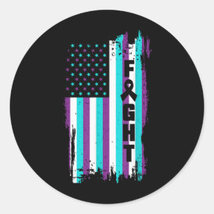 Fight American Flag Suicide Prevention Awareness 4 Classic Round Sticker
