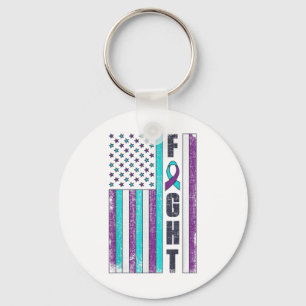 Fight American Flag Suicide Prevention Awareness 4 Key Ring