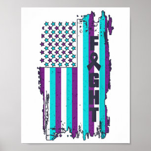 Fight American Flag Suicide Prevention Awareness 4 Poster
