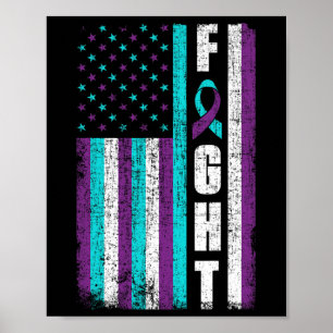 Fight American Flag Suicide Prevention Awareness 4 Poster