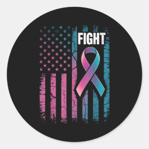 Fight American Flag Suicide Prevention Awareness  Classic Round Sticker