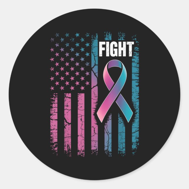 Fight American Flag Suicide Prevention Awareness  Classic Round Sticker (Front)