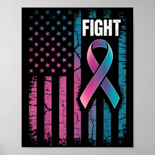 Fight American Flag Suicide Prevention Awareness  Poster