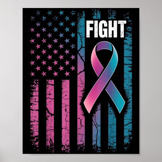 Fight American Flag Suicide Prevention Awareness  Poster (Front)