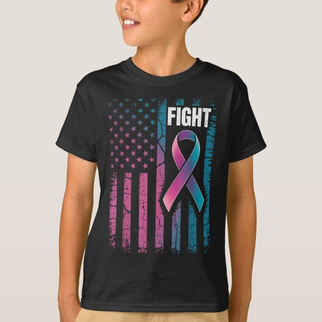 Fight American Flag Suicide Prevention Awareness  T-Shirt (Front)