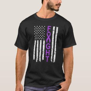 Fight American USA Flag Fibromyalgia Awareness Sur T-Shirt