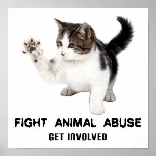 FIGHT ANIMAL ABUSE KITTEN POSTER