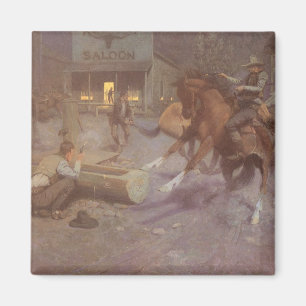 Fight at the Roundup Saloon by Bill Gollings Magnet
