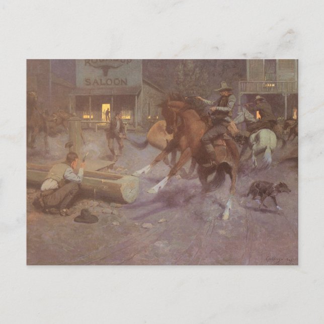 Fight at the Roundup Saloon by EW Gollings Postcard (Front)