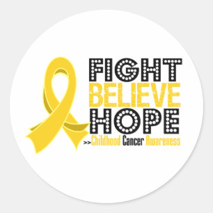 Fight Believe Hope - Childhood Cancer Classic Round Sticker