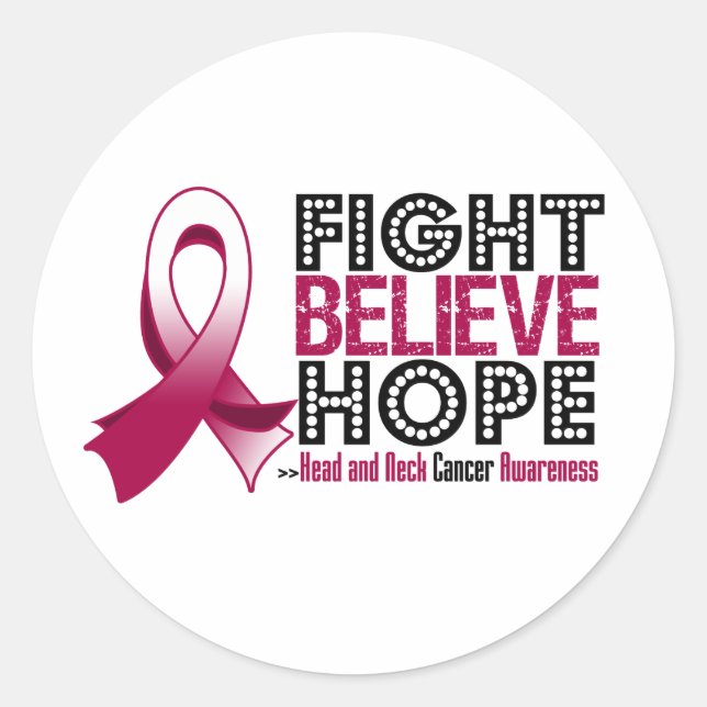 Fight Believe Hope - Head and Neck Cancer Classic Round Sticker (Front)