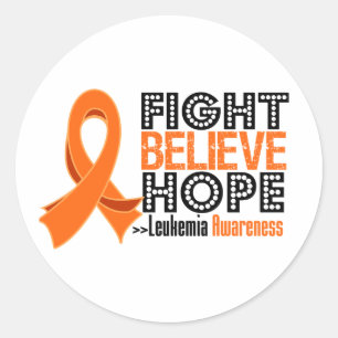 Fight Believe Hope - Leukaemia Classic Round Sticker