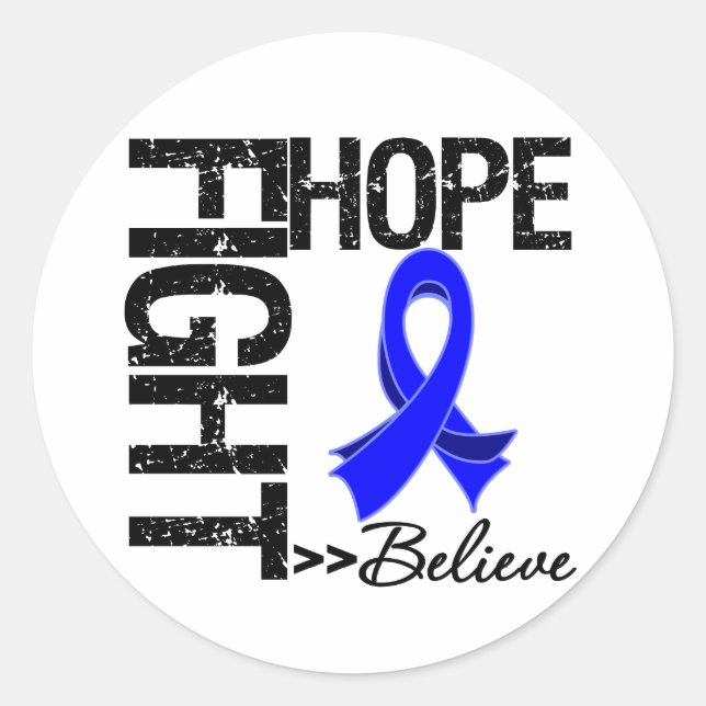 Fight Believe Hope v2 Colon Cancer Classic Round Sticker (Front)