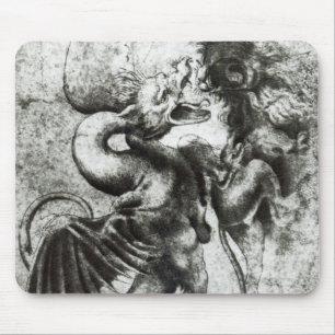 Fight between a Dragon and a Lion Mouse Mat