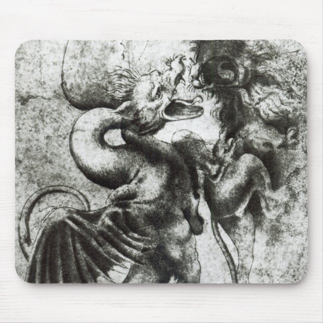 Fight between a Dragon and a Lion Mouse Mat (Front)