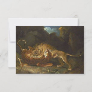 Fight Between a Lion and a Tiger Card