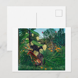 Fight between a Tiger and a Buffalo   H Rousseau   Postcard