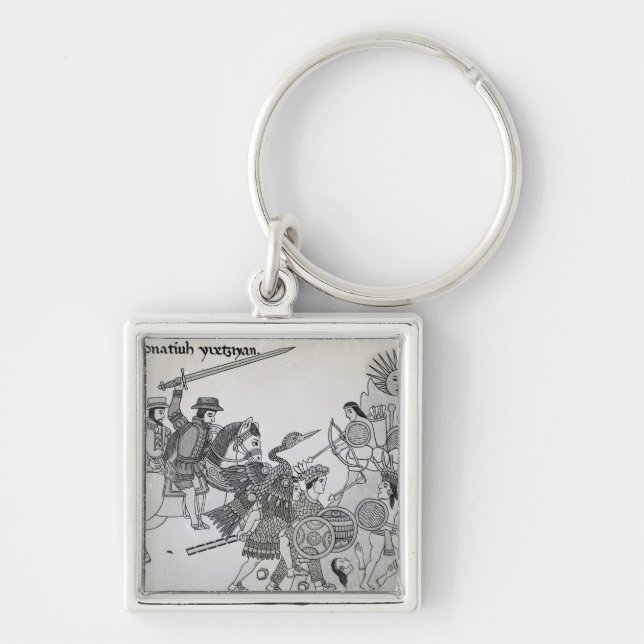 Fight between the Spanish and the Aztecs Key Ring (Front)