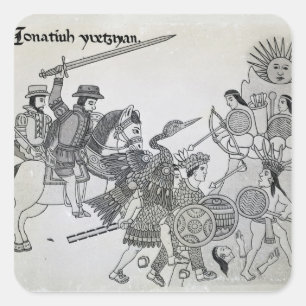 Fight between the Spanish and the Aztecs Square Sticker