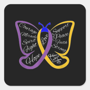 Fight Bladder Cancer Awareness Butterfly Square Sticker
