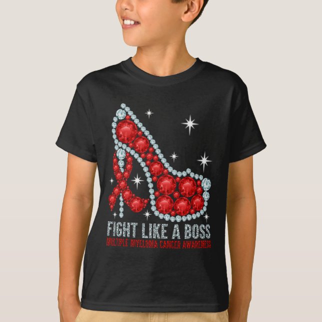 Fight Blood Cancer Like A Boss Multiple Myeloma Aw T-Shirt (Front)